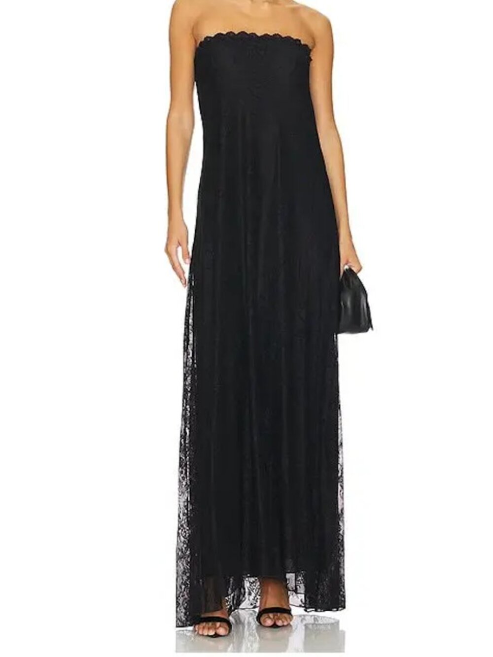 NWT We Wore What Black Lace Strapless Maxi Dress Size 00